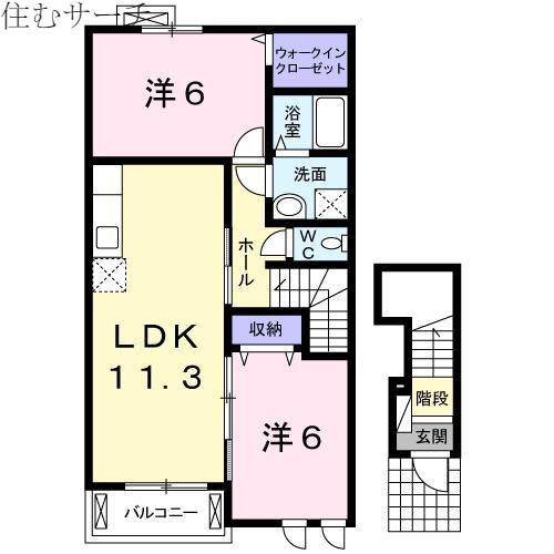 シャトーアンジュ(2LDK/2階)の間取り写真