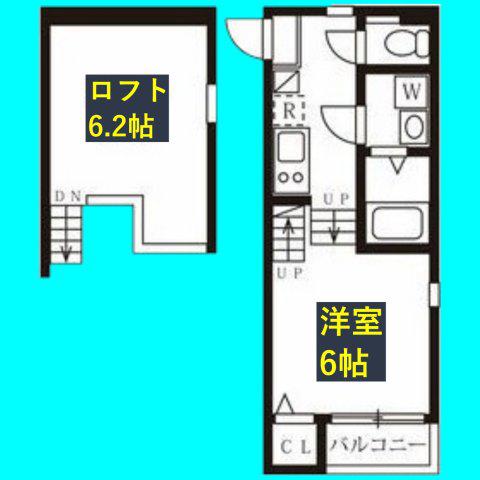 ハーモニーテラス名楽町(1K/1階)の間取り写真