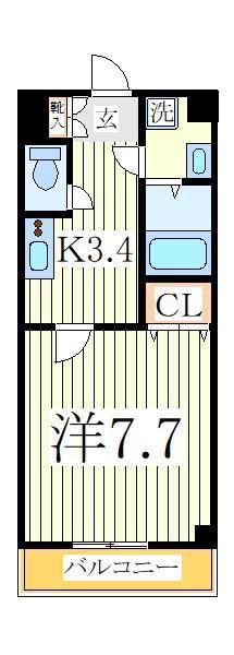 PREFERRED KASHIWA(1K/4階)の間取り写真