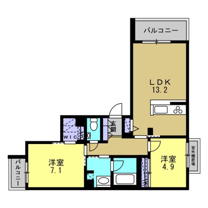 SHAMAISON南甲子園(2LDK/2階)の間取り写真