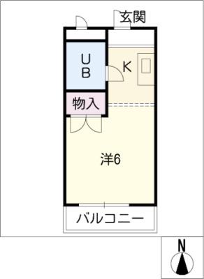 ヒルトップA(1K/2階)の間取り写真