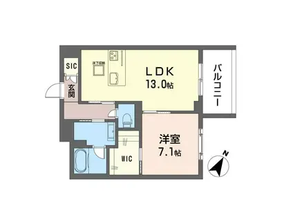 アメジア成田(1LDK/2階)の間取り写真