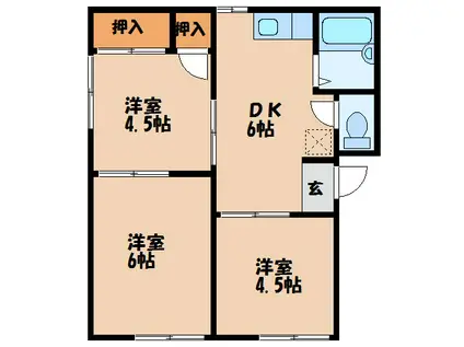 カイザーズマンション(3DK/1階)の間取り写真