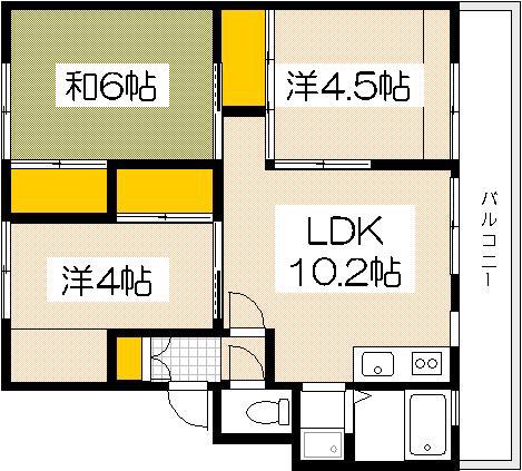 双葉ヒルズIII(3LDK/2階)の間取り写真