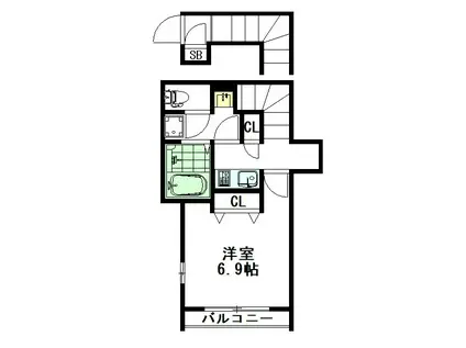 YUM ART(1K/2階)の間取り写真