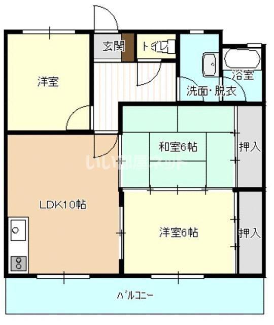オークスひくま(3LDK/3階)の間取り写真