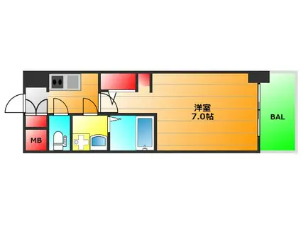 エスレジデンス難波大国町トレス(1K/4階)の間取り写真