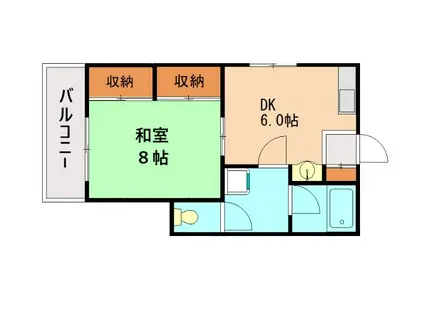 第1タイガービル(1DK/1階)の間取り写真