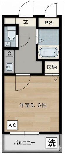 六軒町壱番館(1K/3階)の間取り写真