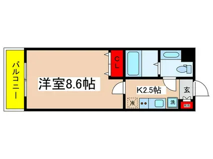 ロックス新百合ヶ丘(1K/2階)の間取り写真