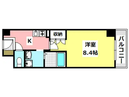 シャンピアコート茨木(1K/4階)の間取り写真