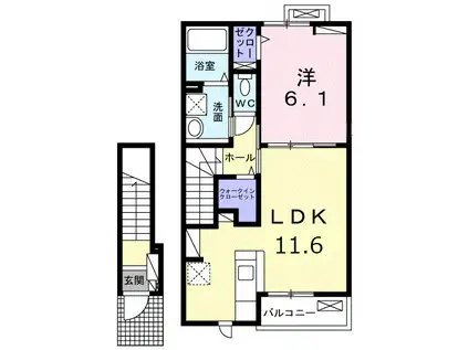 ルミナス今治 I(1LDK/2階)の間取り写真