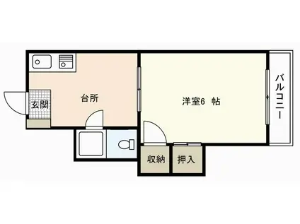 第1若宮ビル(1DK/3階)の間取り写真