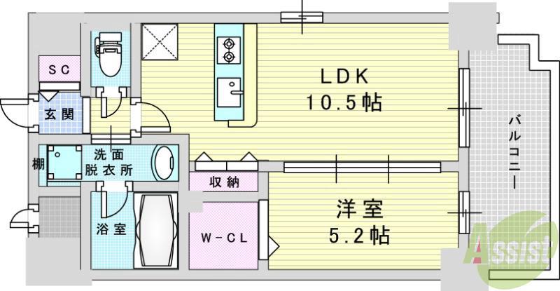 スプランディッド新大阪8(1LDK/7階)の間取り写真
