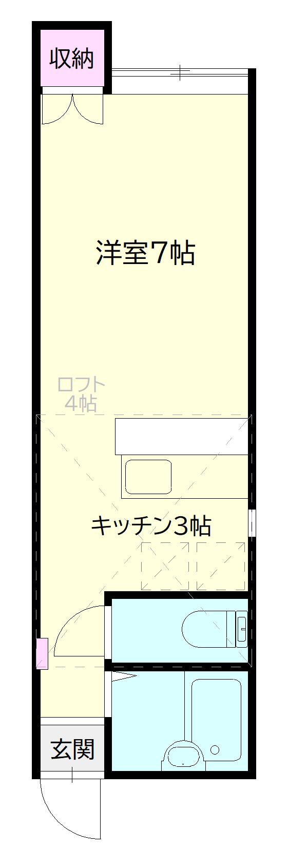 ゴールドハイツ(ワンルーム/2階)の間取り写真