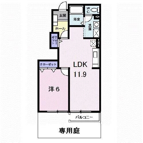 ラシーヌ(1LDK/1階)の間取り写真