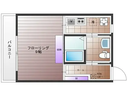 クロスアイヴィII(1K/2階)の間取り写真