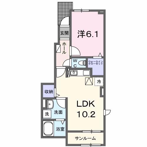 ミナ タウン(1LDK/1階)の間取り写真