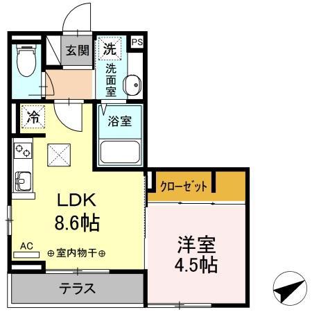 ボヌール(1LDK/1階)の間取り写真