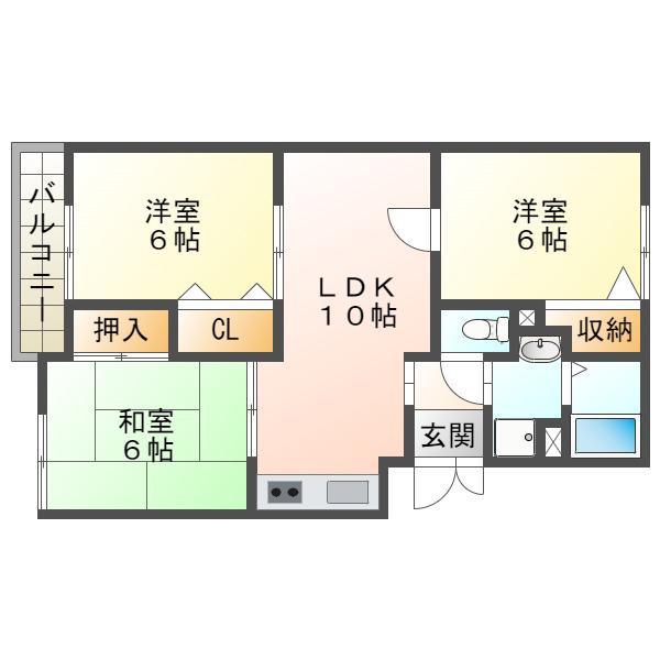 ヴァンベールCASA(3LDK/2階)の間取り写真
