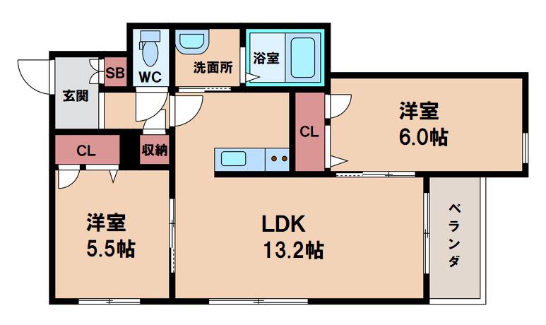 シャーメゾン吉野(2LDK/1階)の間取り写真