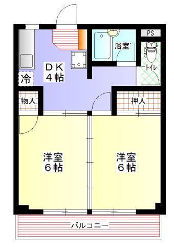 ビバリーハウス西京(2DK/2階)の間取り写真