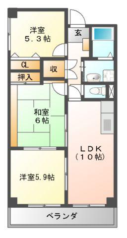 エテルノフェンテ(3LDK/3階)の間取り写真
