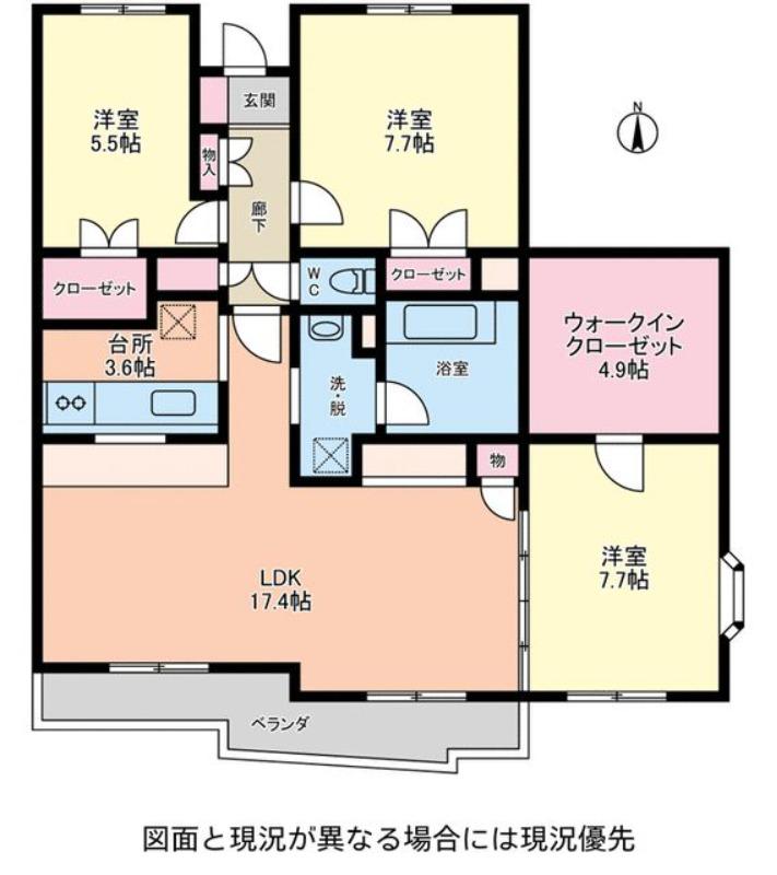 アステリ与野本町弐番館(3LDK/1階)の間取り写真