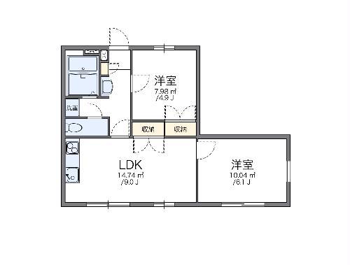 レオパレス華(2LDK/1階)の間取り写真