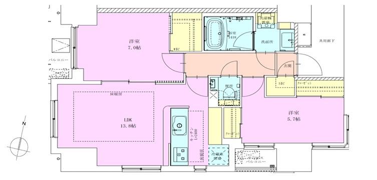 半蔵門レジデンス(2LDK/14階)の間取り写真