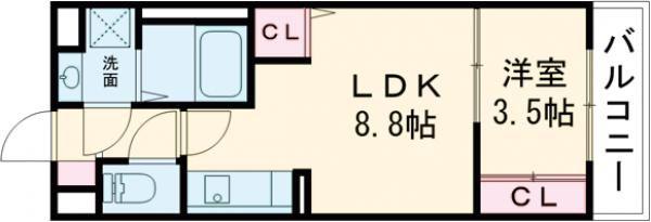 ラルヴェールIII(1LDK/2階)の間取り写真