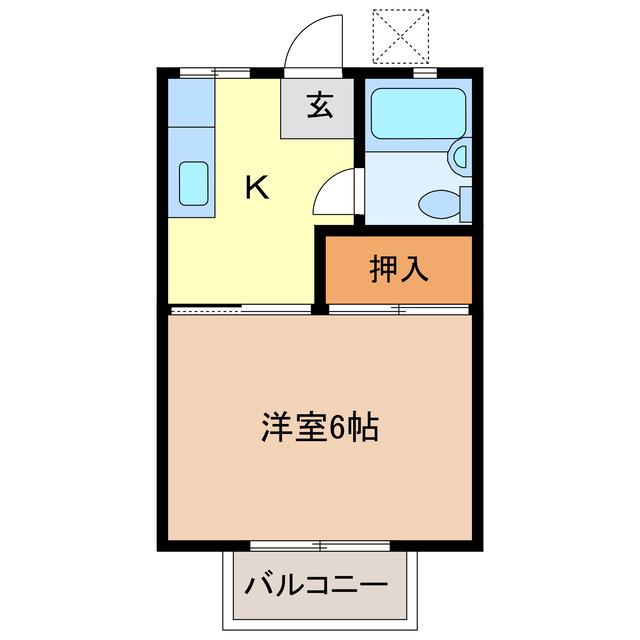 松浦ハイツ(1K/2階)の間取り写真