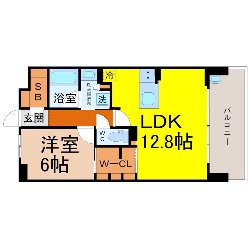 グランパセオ名駅那古野(1LDK/8階)の間取り写真