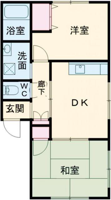 グリーンリーフII(2DK/2階)の間取り写真
