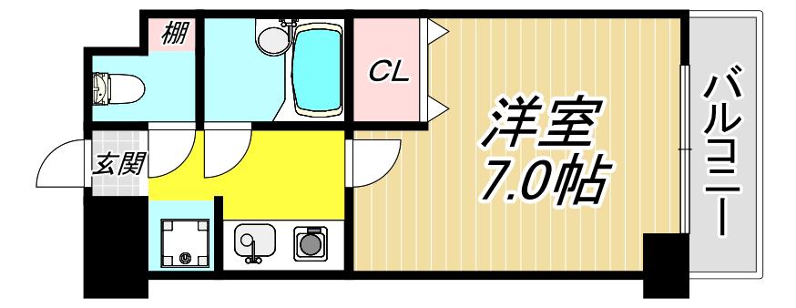 ウィット南塚口(1K/3階)の間取り写真