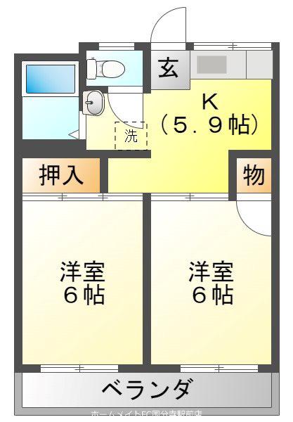 コーポサンレイ(2DK/1階)の間取り写真