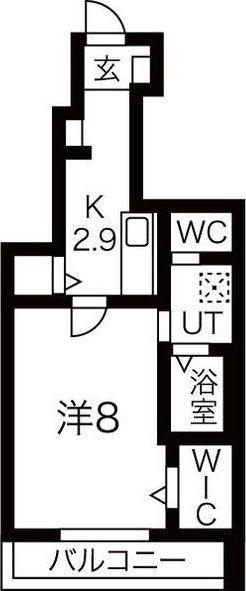 グリシーヌ(1K/1階)の間取り写真