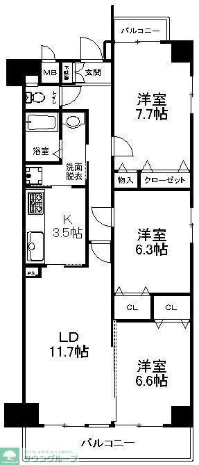 OKI-V(3LDK/6階)の間取り写真