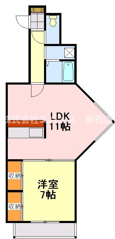 フィールドハウス千葉寺参番館(1LDK/3階)の間取り写真