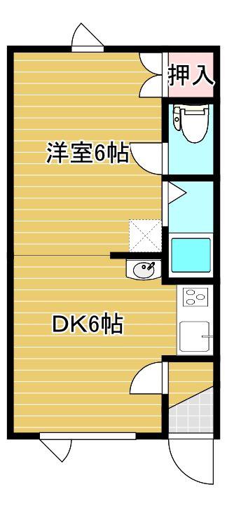 第2日研ハイツ(1DK/2階)の間取り写真
