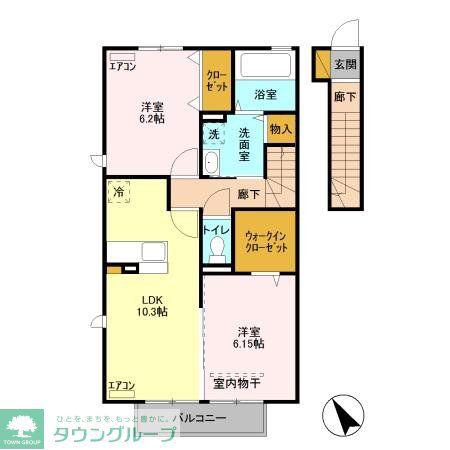アマービレ A棟(2LDK/2階)の間取り写真