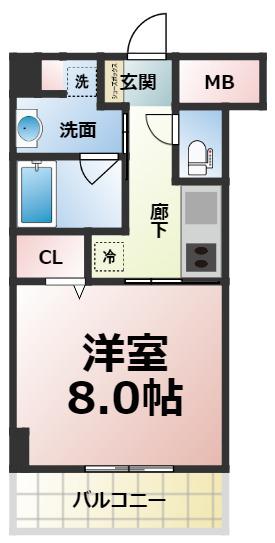 プランドール神宮苑(1K/6階)の間取り写真