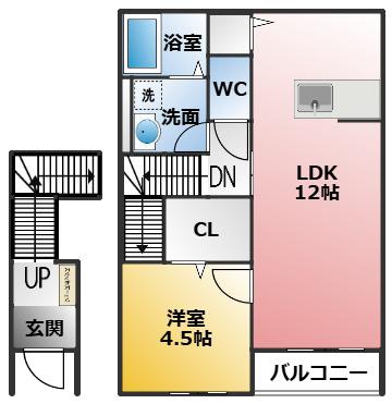 リーブルファイン戸田(1LDK/2階)の間取り写真