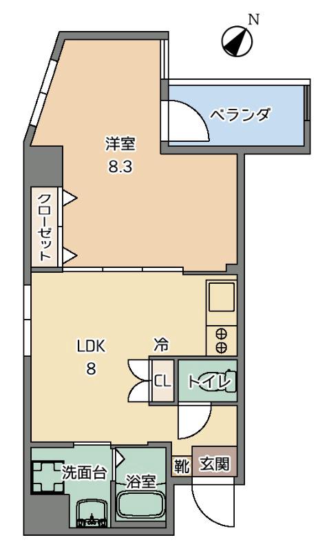 ラフォルテ宮城(1LDK/8階)の間取り写真