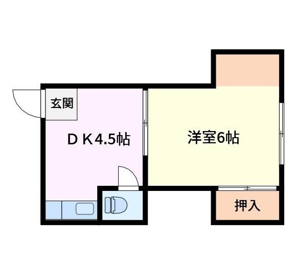 山口アパート(1DK/2階)の間取り写真