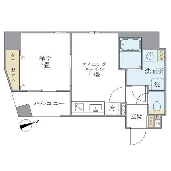 KDXレジデンス元浅草(1DK/4階)の間取り写真