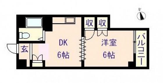 でしおドルフ(1DK/4階)の間取り写真