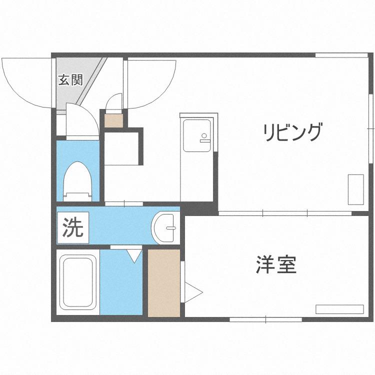 ラフィーネ月寒中央通(1DK/1階)の間取り写真