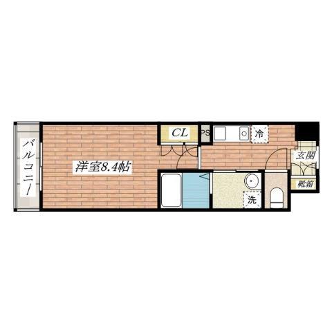 シャンピアコート茨木(1K/3階)の間取り写真