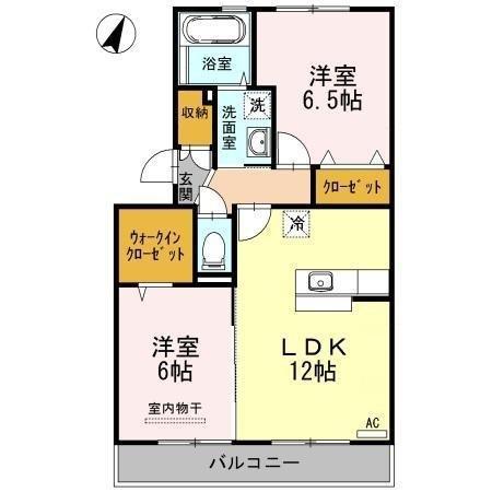 マインパレスII A・B棟(2LDK/2階)の間取り写真